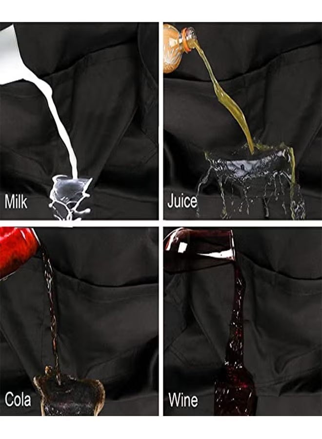 2 Pack Kitchen Cooking Aprons, Adjustable Bib Soft Chef Apron with 2 Pockets for Men Women Black - Image 4