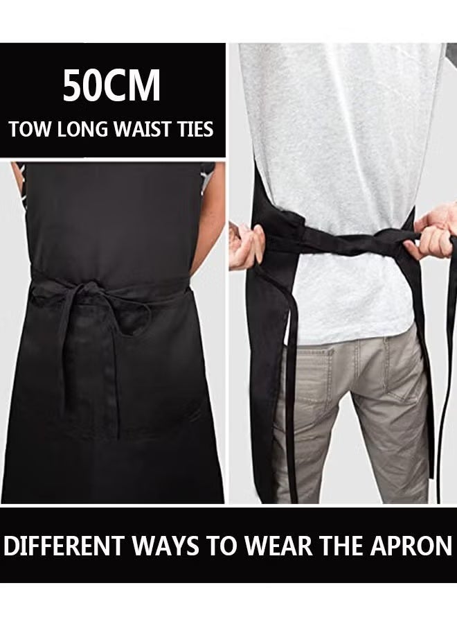 2 Pack Kitchen Cooking Aprons, Adjustable Bib Soft Chef Apron with 2 Pockets for Men Women Black - Image 5