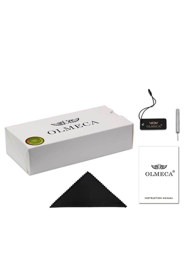 OLMECA 78M steel quartz waterproof watch with all gold and black disc - Image 5