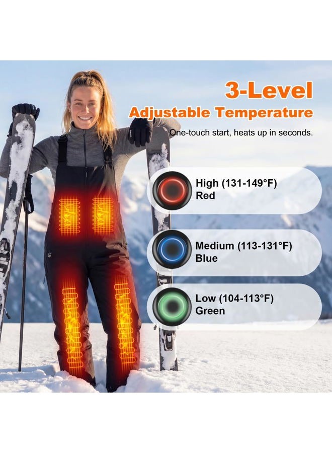 Qdreclod Waterproof Heated Insulated Bib Overalls with 16000mAH Battery Pack - Ski Winter Snow Overalls Relaxed Fit, Black, M - Image 4