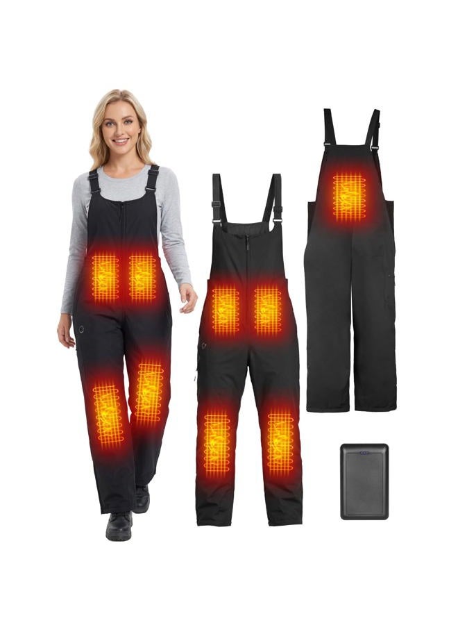 Qdreclod Waterproof Heated Insulated Bib Overalls with 16000mAH Battery Pack - Ski Winter Snow Overalls Relaxed Fit, Black, M - Image 1