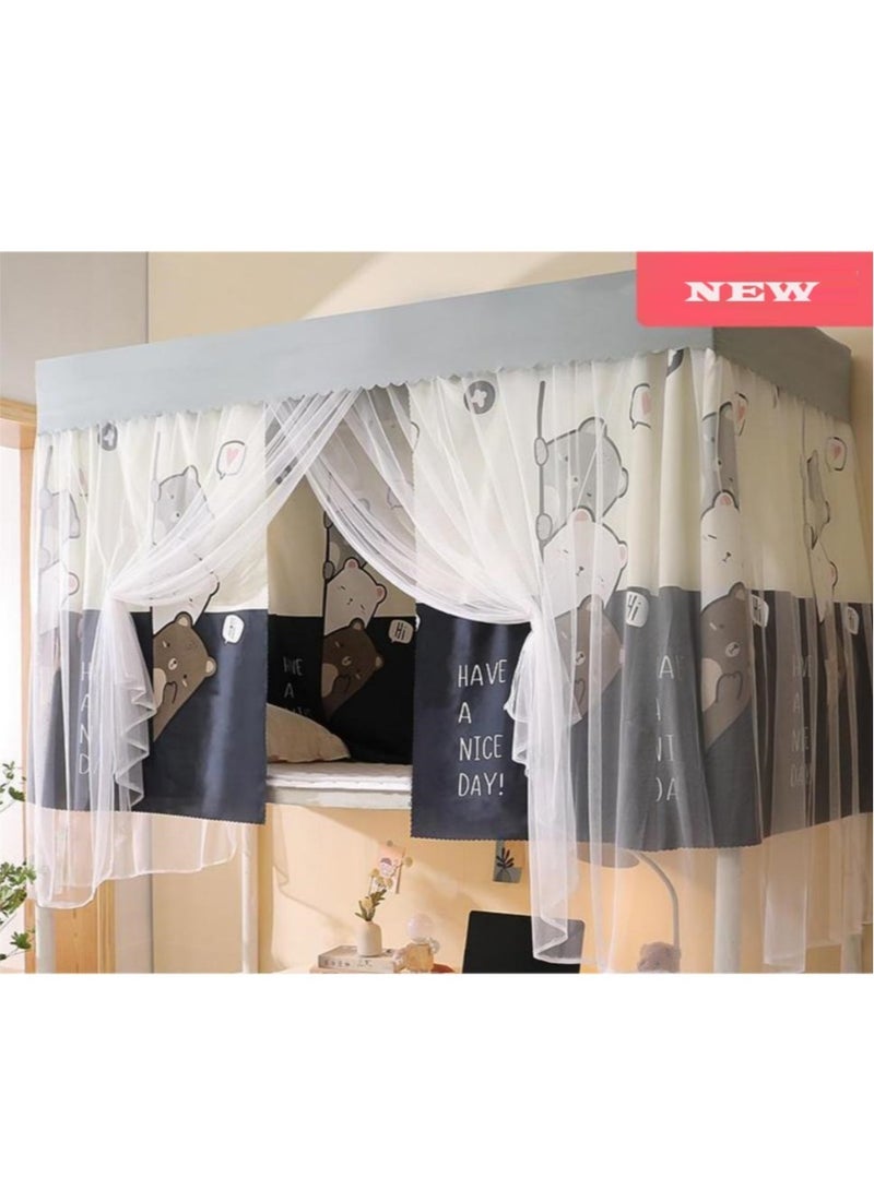 Bluejw Upper Deck Single Bed Curtain Privacy Bed Tent With Stand And Mosquito Net - Image 1