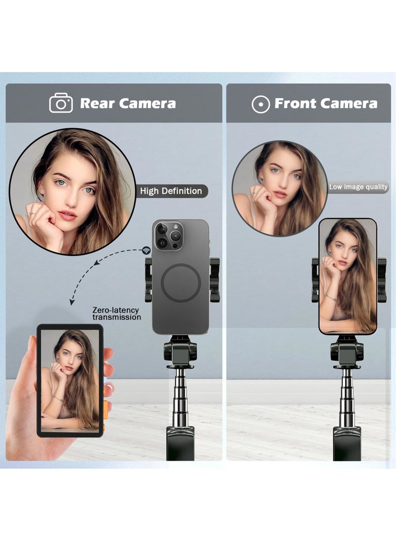 SYOSI Selfie Monitor Screen for i-Phone – Magnetic Mount Wireless Connection, Ideal for Selfie Vlog, Live Streaming, TikTok, YouTube, Compatible with iOS and Android (Black) - Image 3