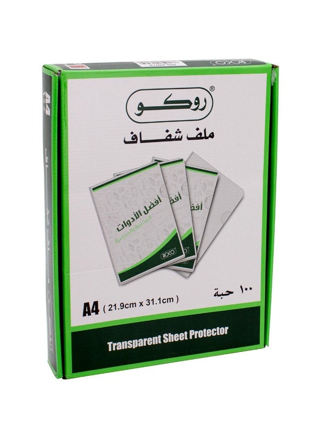 واقي صفحات شفاف مقاس A4، فتحة جانبية/علوية