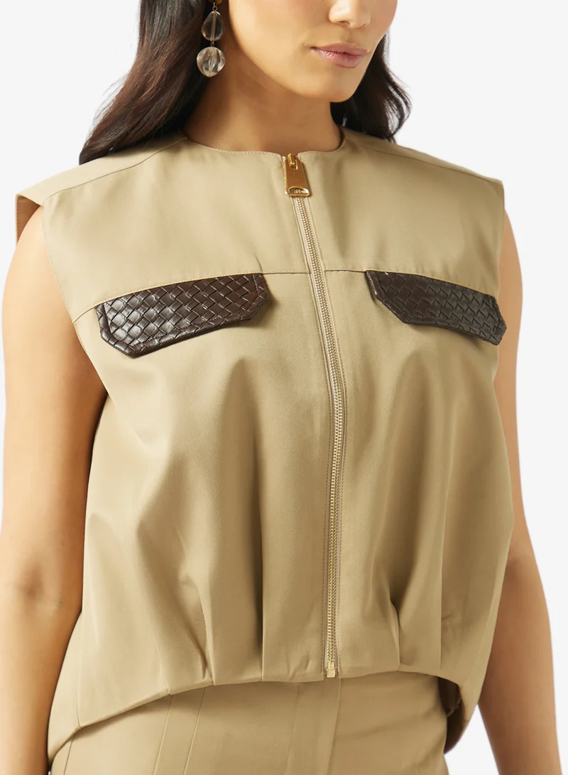 Fyor  Sleeveless Zip Front Utility Vest for Women | Best Price UAE