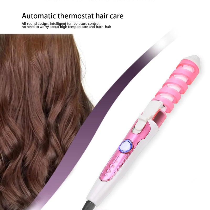woobles Hair Waver,Electric Hair Curling Wand Spiral Hair Curler Hair Crimper Curling Iron Hairstyling Tool Home Curling Iron 110‑240V Professional Portable Hair Salon Spiral Curl Ceramic(US)- - Image 5