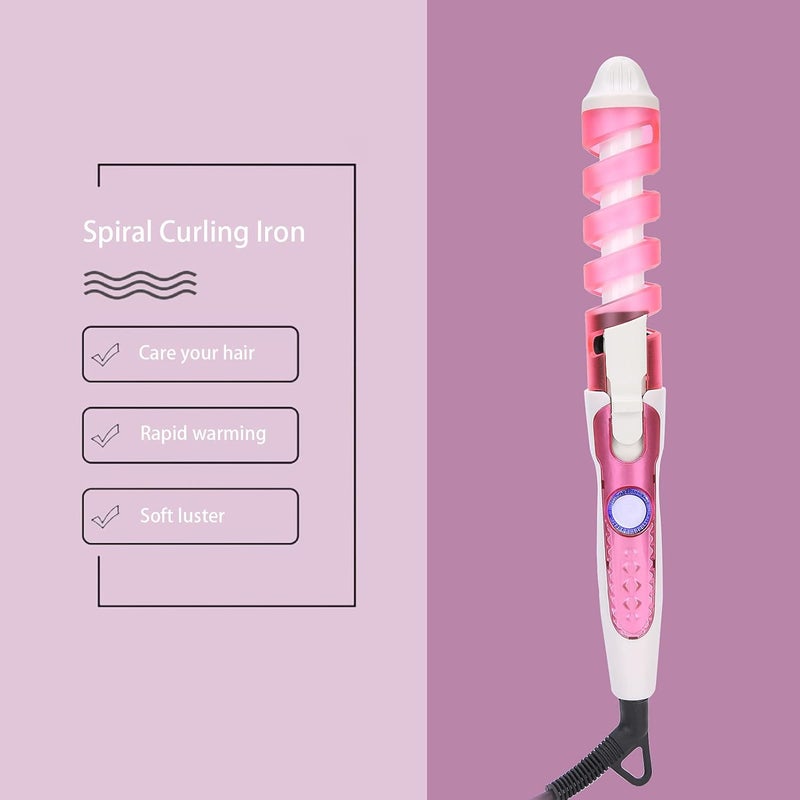 woobles Hair Waver,Electric Hair Curling Wand Spiral Hair Curler Hair Crimper Curling Iron Hairstyling Tool Home Curling Iron 110‑240V Professional Portable Hair Salon Spiral Curl Ceramic(US)- - Image 4