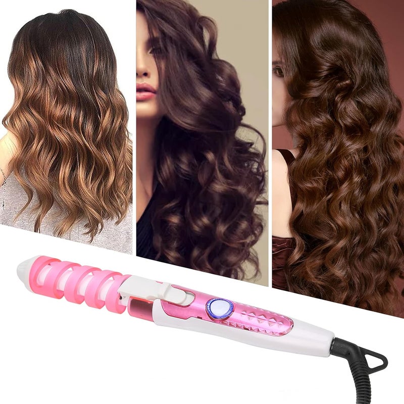 woobles Hair Waver,Electric Hair Curling Wand Spiral Hair Curler Hair Crimper Curling Iron Hairstyling Tool Home Curling Iron 110‑240V Professional Portable Hair Salon Spiral Curl Ceramic(US)- - Image 1
