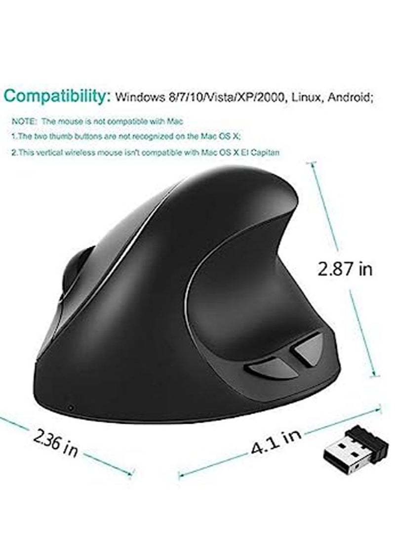 Small Hand Ergonomic Mouse, Vertical Wireless Mouse - Rechargeable 2.4GHz Optical Vertical Mice: 3 Adjustable DPI, 6 ons, for Laptop, PC, Computer, Desktop, Notebook, etc. - Image 3