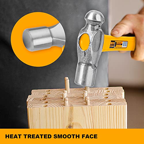 INGCO Ball Pein Hammer, 660g, Drop-forged hammerhead Heat treatment, 45# carbon steel, INGCO Style Fiberglass handle - Image 3