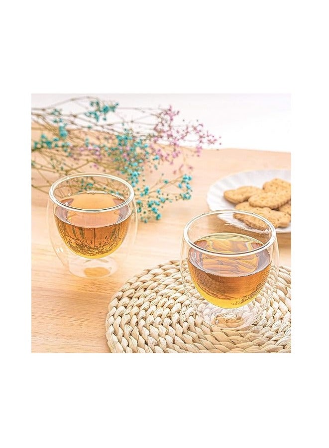 Double Walled Glasses Coffee Mugs for Espresso Coffee, Turkish Tea, Insulated Layer Coffee Cups, 6pcs Clear Glass Mugs, Espresso Shot Glass, Perfect for Cappuccino, Tea, Latte, Espresso, Hot Beverage, Wine, Microwave Safe Set of 6 pcs  - Image 5