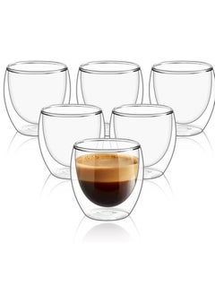 Double Walled Glasses Coffee Mugs for Espresso Coffee, Turkish Tea, Insulated Layer Coffee Cups, 6pcs Clear Glass Mugs, Espresso Shot Glass, Perfect for Cappuccino, Tea, Latte, Espresso, Hot Beverage, Wine, Microwave Safe Set of 6 pcs 80ml 250ml - pzsku/Z30A9779DABBFE8CBD447Z/45/_/1734753754/9f474ace-284c-4c21-be11-c357467fcb22