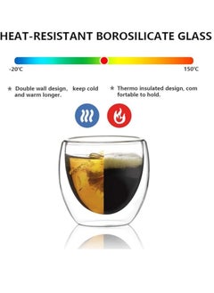 Double Walled Glasses Coffee Mugs for Espresso Coffee, Turkish Tea, Insulated Layer Coffee Cups, 6pcs Clear Glass Mugs, Espresso Shot Glass, Perfect for Cappuccino, Tea, Latte, Espresso, Hot Beverage, Wine, Microwave Safe Set of 6 pcs 80ml 250ml - pzsku/Z30A9779DABBFE8CBD447Z/45/_/1734753824/b973a263-544d-4597-92de-95a4f6c45b69