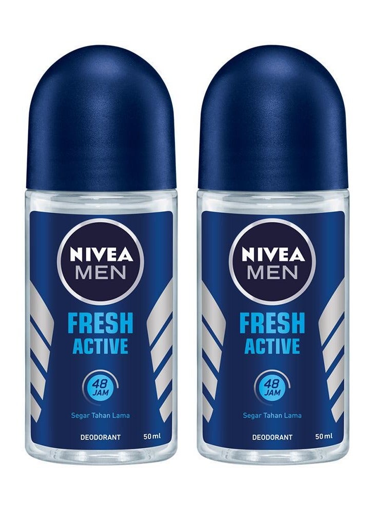 نيفيا مزيل عرق فريش أكتيف رول أون 50 مل (عبوة من قطعتين) - Image 1