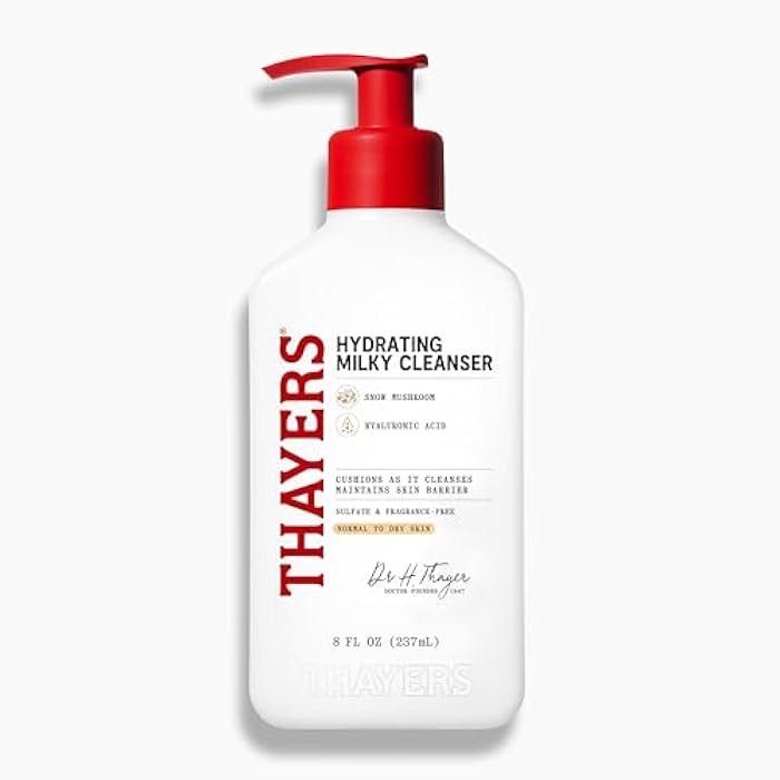 THAYERS Milky Hydrating Face Cleanser with Snow Mushroom Tremella and Hyaluronic Acid, Dermatologist Recommended Gentle Facial Wash, Hydrating Skincare for Dry, Sensitive Skin, Paraben Free, 8 Fl Oz - Image 1