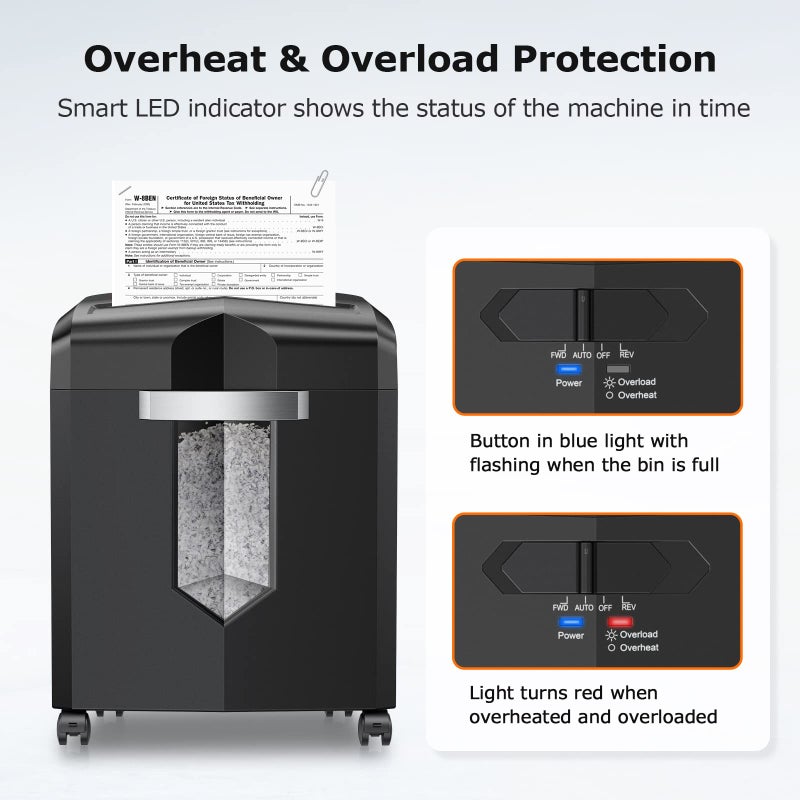 Bonsaii 12-Sheet Micro Cut Shredders for Home Office, 60 Minute P-4 Security Level Paper Shredder for CD, Credit Card, Mails, Staple, Clip, with Jam-Proof System & 4.2 Gal Pullout Bin C266-B - Image 5