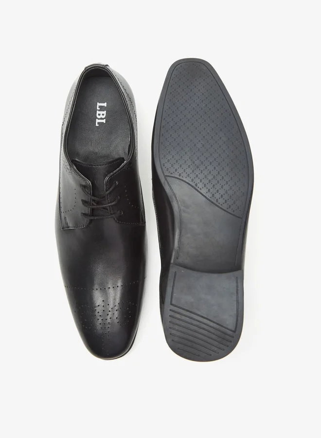 ل ب ل Men Perforated Derby Shoes with Lace-Up Closure