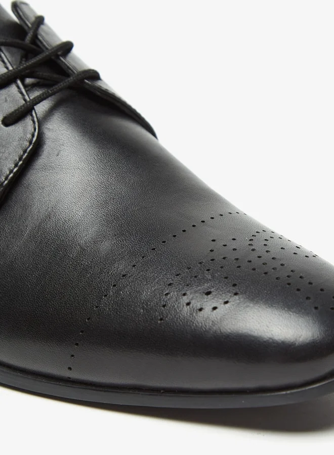 ل ب ل Men Perforated Derby Shoes with Lace-Up Closure