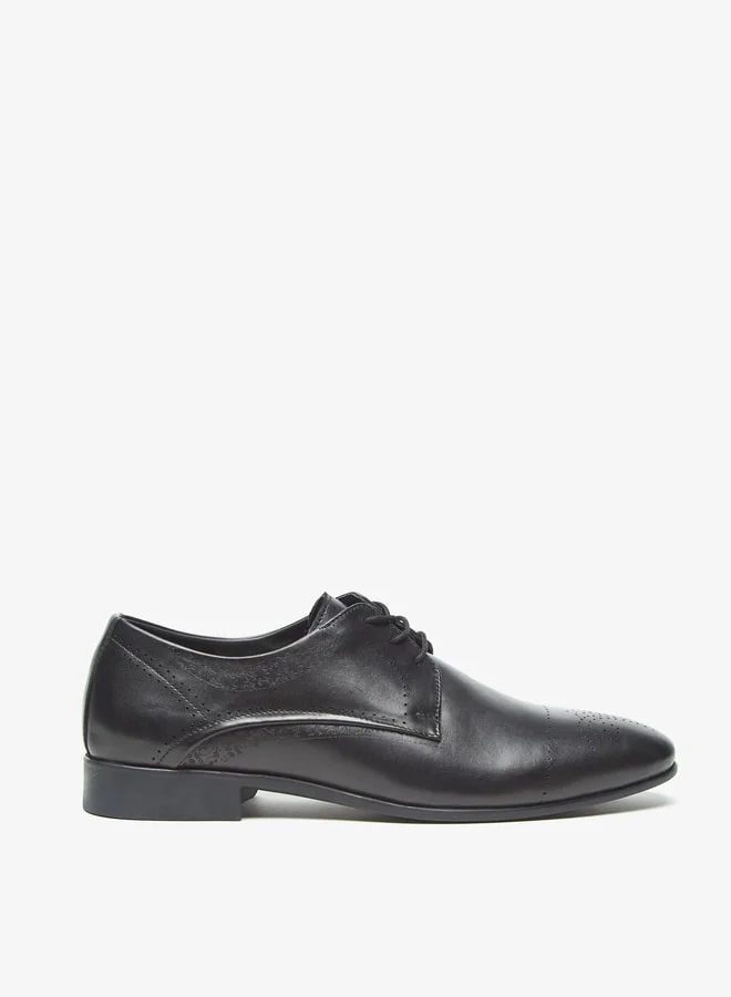 ل ب ل Men Perforated Derby Shoes with Lace-Up Closure