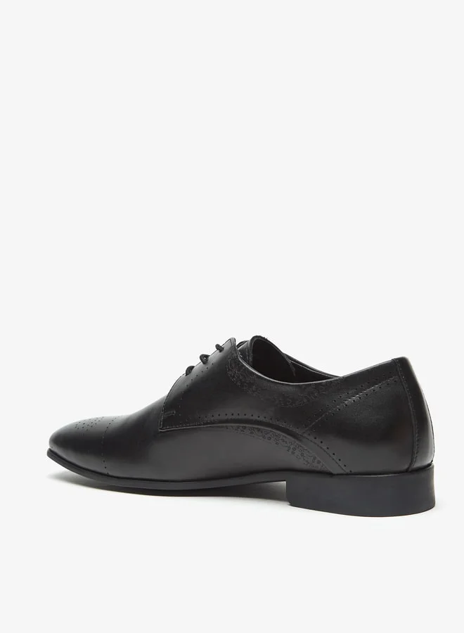 ل ب ل Men Perforated Derby Shoes with Lace-Up Closure