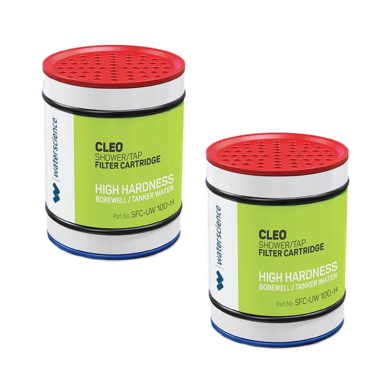 WaterScience Pack of 2 Replacement Cartridge for CLEO Shower and Tap Filter for Hard Water | Borewell/Tanker Water Cartridge | Hard Water Softener - Image 1