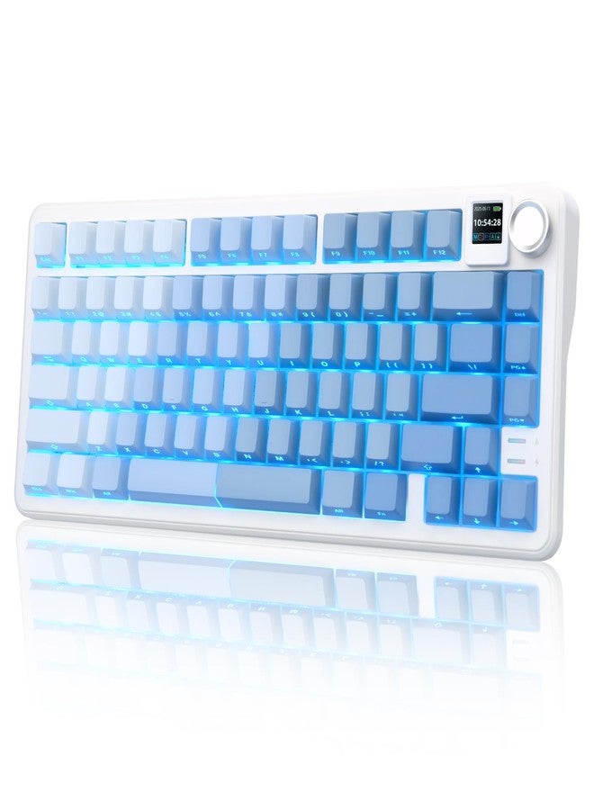 Rii RK805 Wireless Creamy Mechanical Keyboard with TFT Screen and Knob,75% Gasket-Mounted Gaming Keyboard with RGB Backlight,Tri-Mode BT/2.4G/USB-C,Hot Swappable,for Windows/Mac/Linux(Blue Gradient) - Image 2