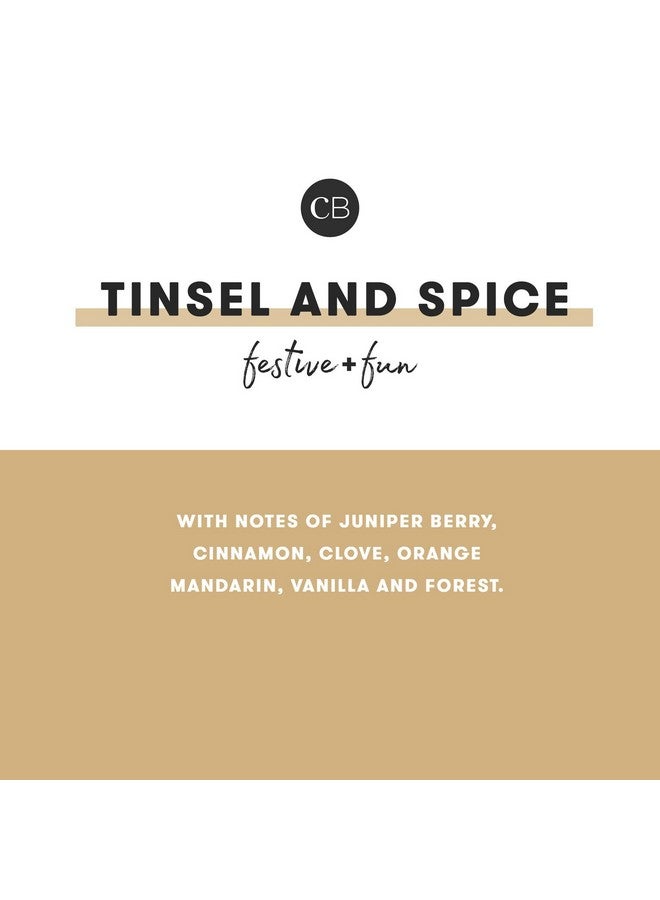 كابري بلو شمعة كابري بلو تينسل آند سبايس للعطلات - شمعة صغيرة في برطمان - شموع برائحة توت العرعر والقرفة والفانيليا - مزيج من شمع الصويا - ديكور عيد الميلاد - شموع حمراء بتصميم لامع عنابي (8 أونصة) - Image 3