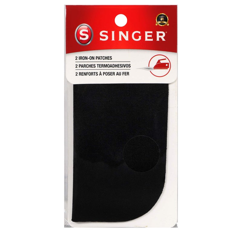 SINGER 00065 Iron-On Patches for Clothing Repair, 5-inch by 5-inch, 2-Count, Black - Image 1
