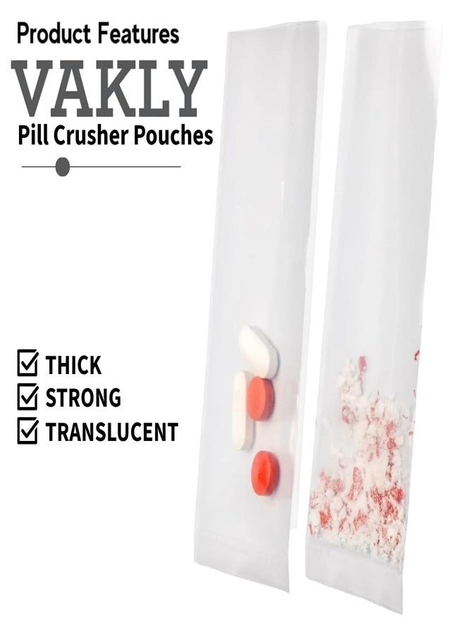 Vakly 100 Pill Crusher Pouches Disposable Heavy Duty Medication Bags for Crushing Tablets, Pills and Vitamins - Thick Clear Medical Plastic Packets - Compatible with Most Medicine Crushers [100] - Image 2