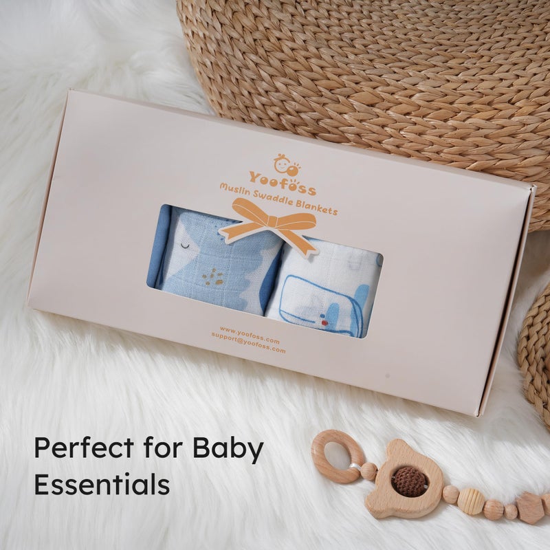 Yoofoss Muslin Swaddle Blankets, Organic Baby Blankets, 47 x 47 Inches Receiving Blanket for Baby Boys and Girls, Baby Essentials for Newborns Soft Breathable - Image 3