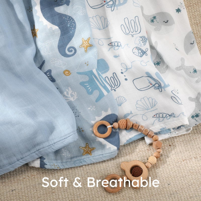 Yoofoss Muslin Swaddle Blankets, Organic Baby Blankets, 47 x 47 Inches Receiving Blanket for Baby Boys and Girls, Baby Essentials for Newborns Soft Breathable - Image 5