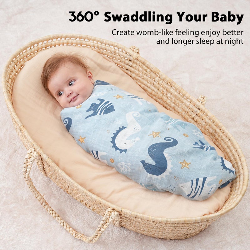 Yoofoss Muslin Swaddle Blankets, Organic Baby Blankets, 47 x 47 Inches Receiving Blanket for Baby Boys and Girls, Baby Essentials for Newborns Soft Breathable - Image 2