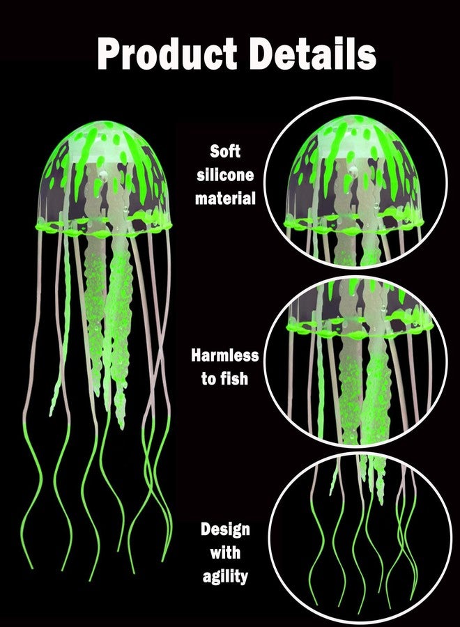 Aeenioy Glowing Jellyfish Fish Tank Decor, 4PCS Realistic Floating Aquarium Ornaments, Glow in Light Silicone Decorations for Freshwater & Saltwater Tank(Pink Green Blue Purple, 5x15cm) - Image 4