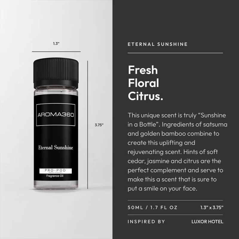 Aroma360 Eternal Sunshine Pro-Pod Oil Blend - Hotel Inspired for Luxury Essential Oil Diffusers - Aromatherapy Scent Diffuser Oil - Satsuma, Golden Bamboo, and Cedar - 50 mL, 1.7 fl oz