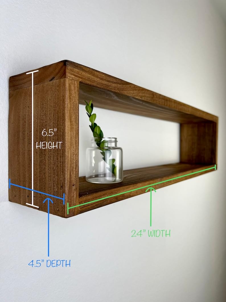 RuPS Solid Wood Rectangle Storage Shelf for Kitchen Bathroom Home Entrance Wall Mounted Floating Storage Unit Shelf for Wall Decore Kitchen Storage Rack - Image 2