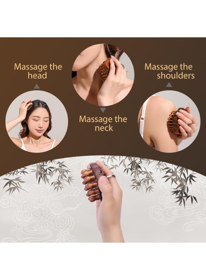 Luckam Wooden Scalp Massager for Hair Growth with Wide Tooth Comb – Natural Wooden Hair Brush & Body Massage Tool for Stress Relief, Detangling, Circulation, Relaxation, Styling for Men and Women (Brown) - Image 4