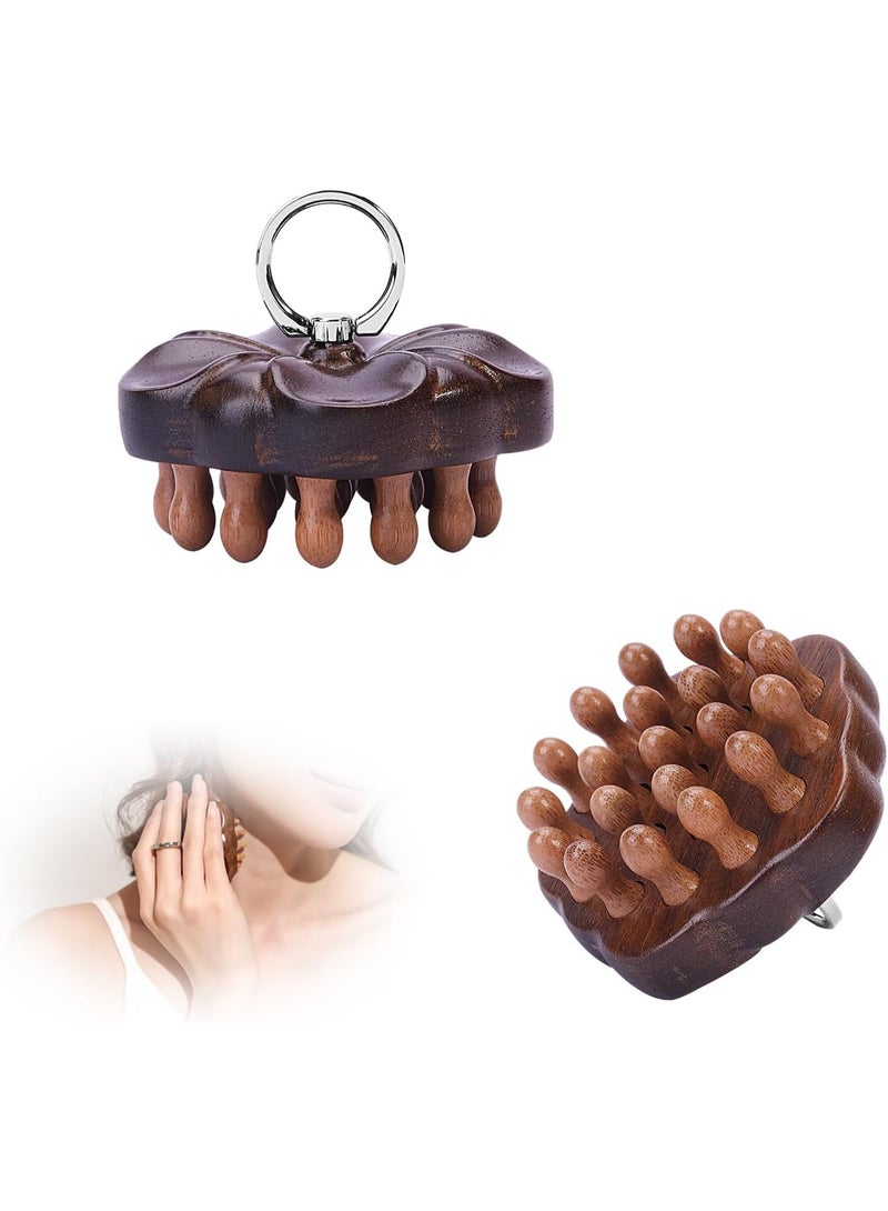 Luckam Wooden Scalp Massager for Hair Growth with Wide Tooth Comb – Natural Wooden Hair Brush & Body Massage Tool for Stress Relief, Detangling, Circulation, Relaxation, Styling for Men and Women (Brown) - Image 1