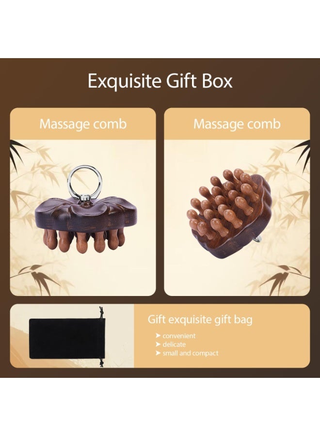 Luckam Wooden Scalp Massager for Hair Growth with Wide Tooth Comb – Natural Wooden Hair Brush & Body Massage Tool for Stress Relief, Detangling, Circulation, Relaxation, Styling for Men and Women (Brown) - Image 2