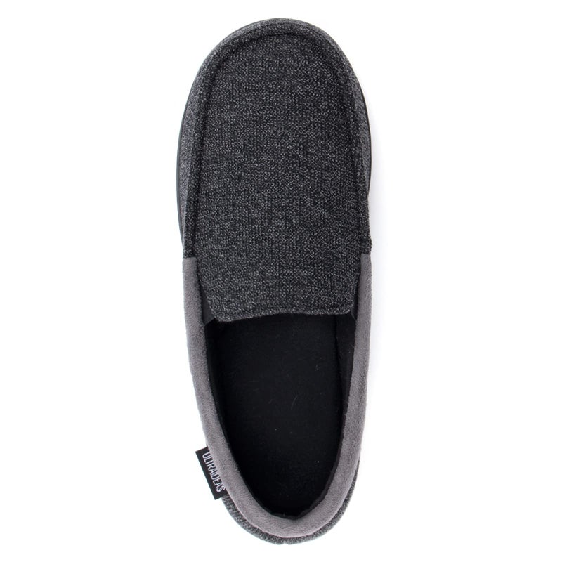 ULTRAIDEAS Men's Moc-Toe Slippers Loafer House Shoes Indoor Outdoor Memory Foam with Breathable&Warm Knit Upper, Black, 12 US - Image 5