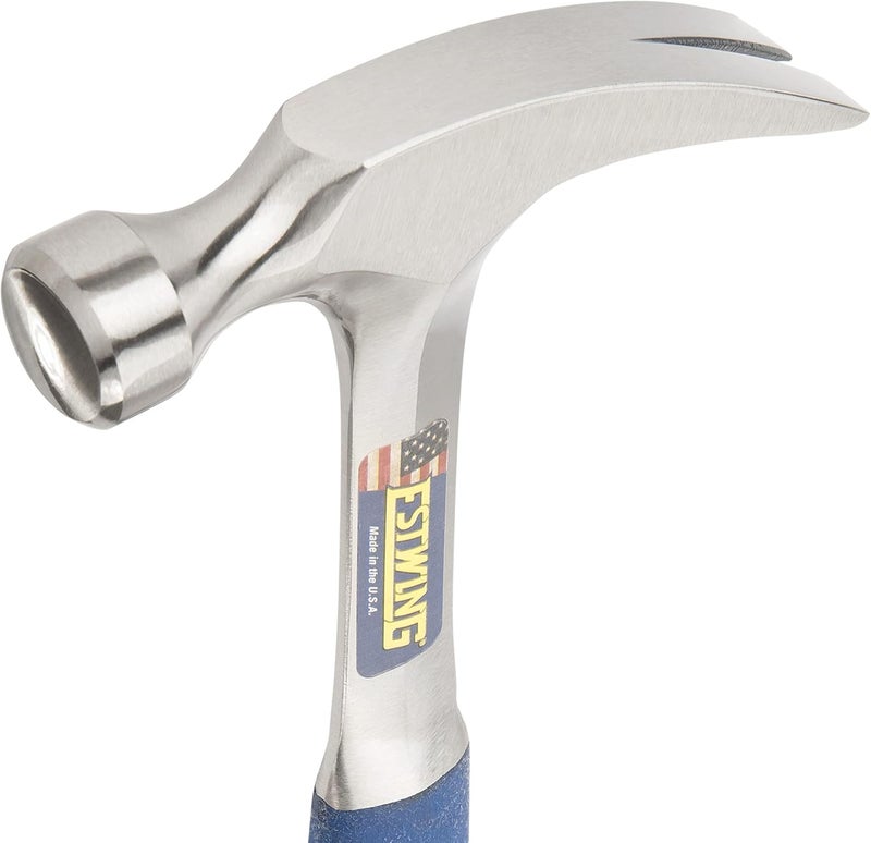 Estwing Hammer - 12 oz Straight Rip Claw with Smooth Face & Shock Reduction Grip - E3-12S, Silver - Image 4