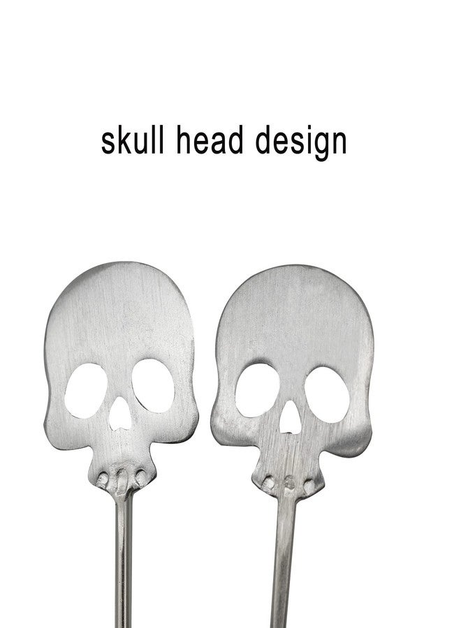 Pinenjoy أعواد تقليب المشروبات من Pinenjoy، قطعتان على شكل جمجمة، طول 8.7 بوصة، قابلة لإعادة الاستخدام، مصنوعة من الفولاذ المقاوم للصدأ 18/10 (304)، مثالية لخلط المشروبات والكوكتيلات في البارات وحفلات الهالوين. - Image 4