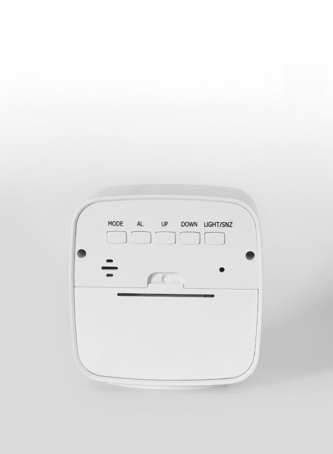 Voice Controlled Night Light Digital Alarm Clock, Led Digital Sleep Smart Electronic Clock with Date and Temperature Display on Screen with Alarm Clock with 12/24 Hours Switch, Simple Operation White