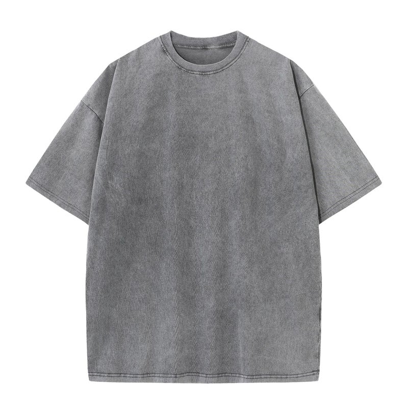 Loose Version Of 230G Cotton Retro Washed Old Light Version Of T-Shirt Short Sleeve Tide Brand Diy Custom - Image 1
