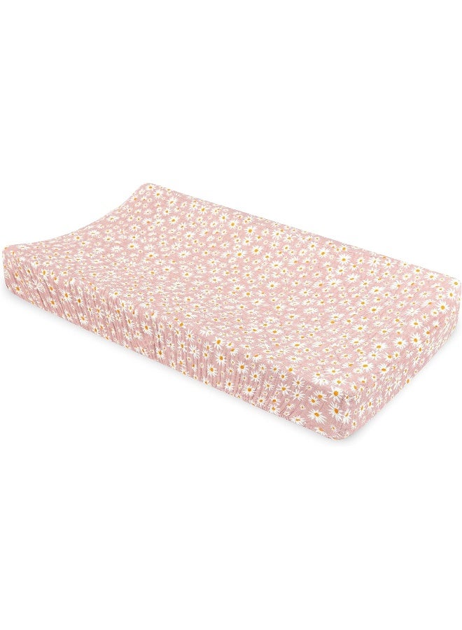 babyletto Babyletto 100% Quilted Organic Cotton Changing Pad Cover, GOTS-Certified, Fitted 360°, Ultra-Soft and Breathable Muslin - Daisy - Image 2