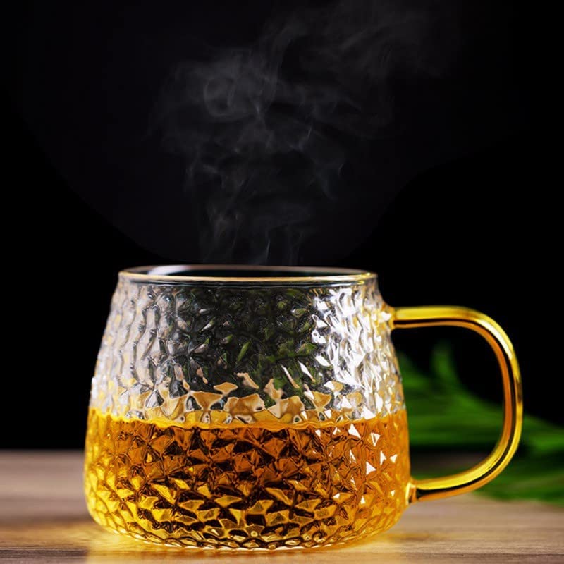 ZROY ENTERPRISE Mug with Golden Handle-440 ML Glass Cup for Coffee,Tea,Milk,Green Tea,Lemon Glass(Lemon Cup, 4) - Image 2