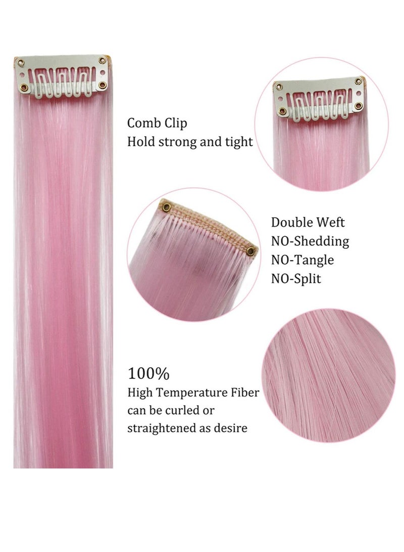 Estelle Hairpieces for Kids Highlights Straight Clip in Colorful Hair Extensions for Girls and Adults - Image 4