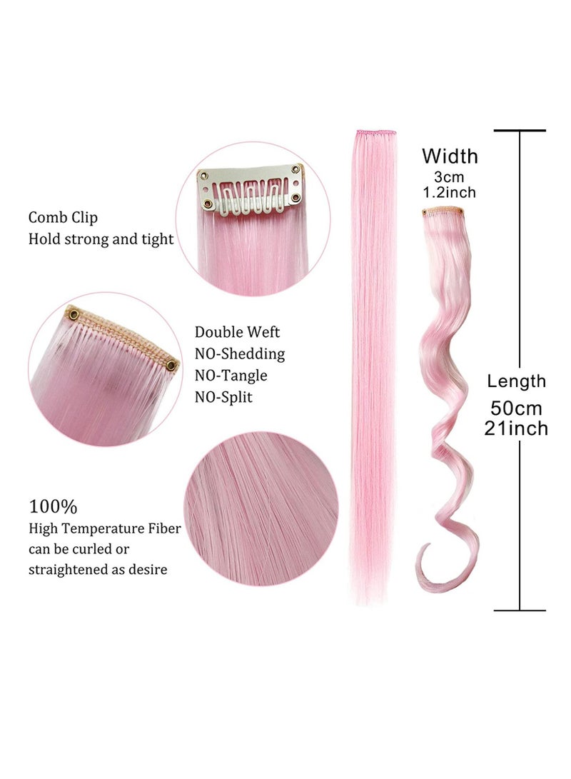 Estelle Hairpieces for Kids Highlights Straight Clip in Colorful Hair Extensions for Girls and Adults - Image 3