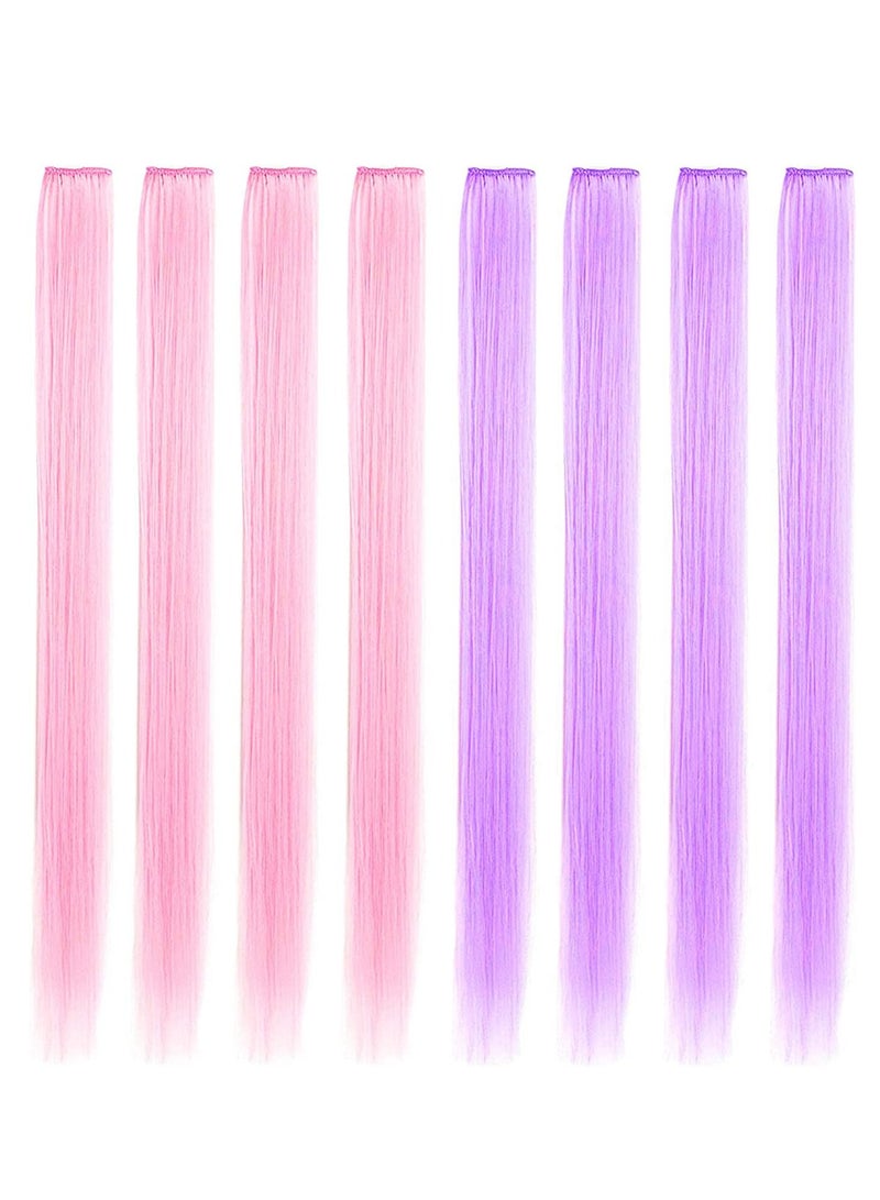 Estelle Hairpieces for Kids Highlights Straight Clip in Colorful Hair Extensions for Girls and Adults - Image 2