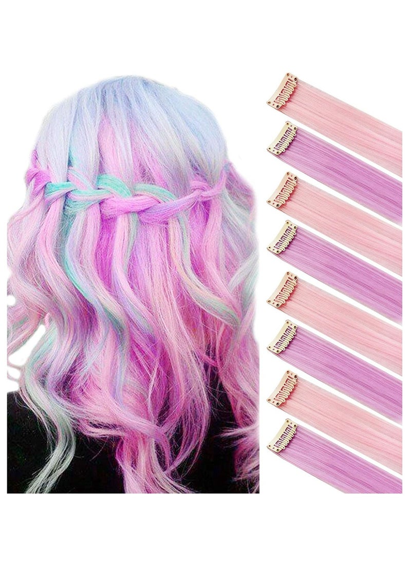 Estelle Hairpieces for Kids Highlights Straight Clip in Colorful Hair Extensions for Girls and Adults - Image 1