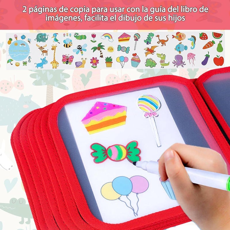 SHAKTISM DIY Reusable Graffiti Blackboard Drawing Book, 14 Pages, 12 Coloured Chalk Markers, 2 Cleansing Wipes - Blackboard Drawing Book Coloring Doodle Slate Randon Design and Colour - Image 3